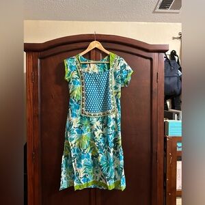 Floral Blue and Green Kurti